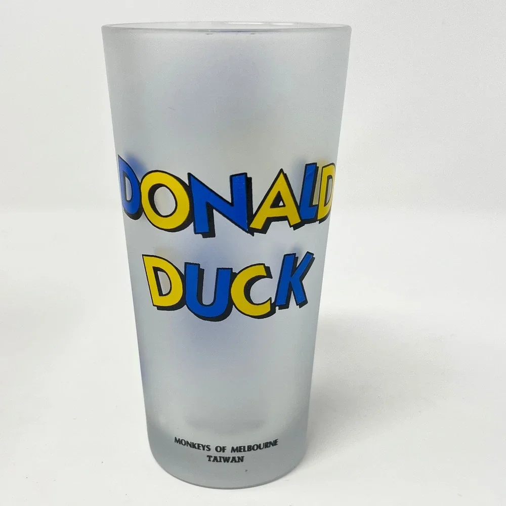 Vintage Monkeys of Melbourne Frosted Glass Donald Duck Disney Tumbler 90s‎